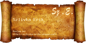 Szlivka Erik névjegykártya